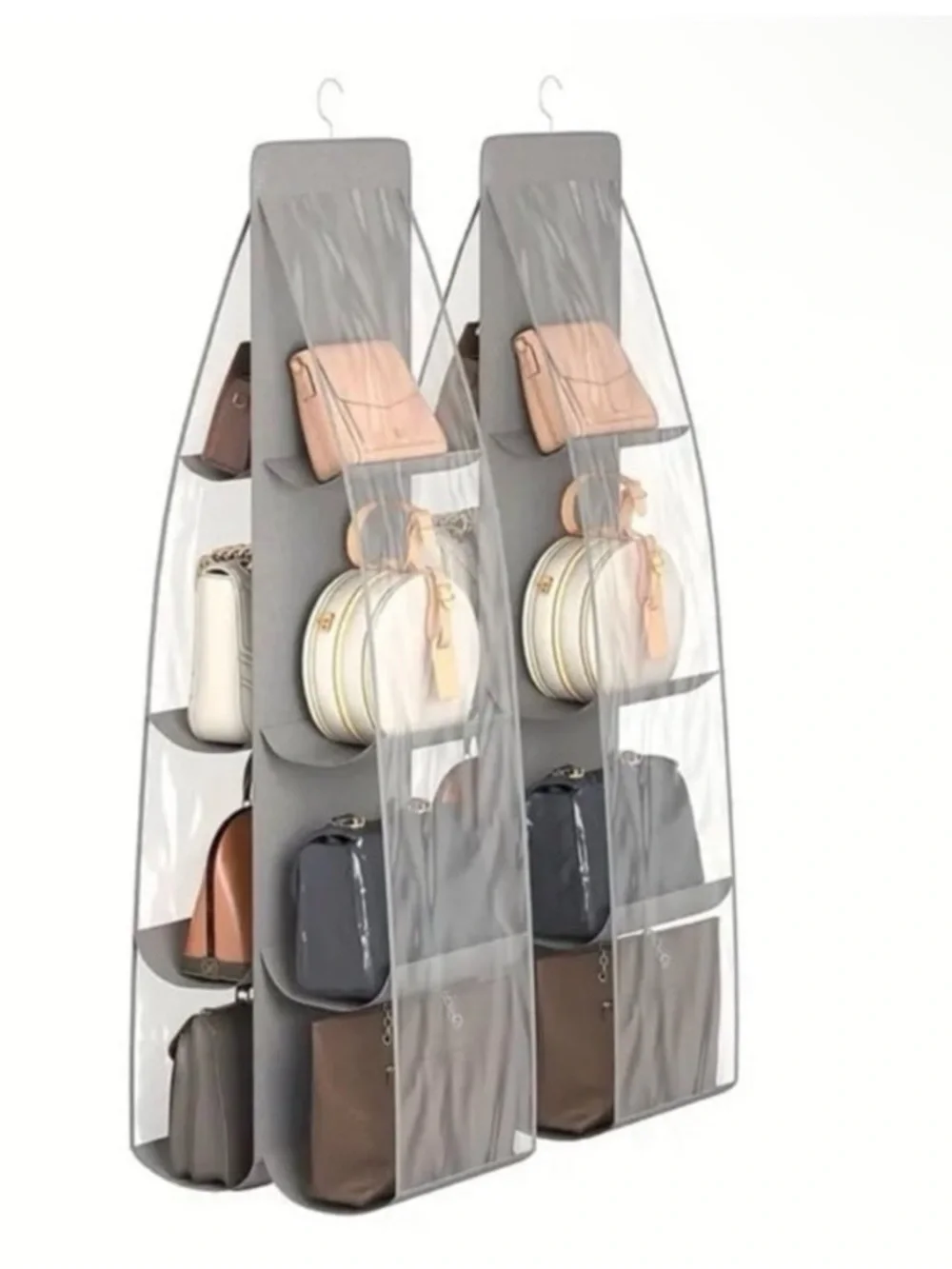 Hanging Purse Organizer Closet Storage Bag Holder 8 Pocket Gray